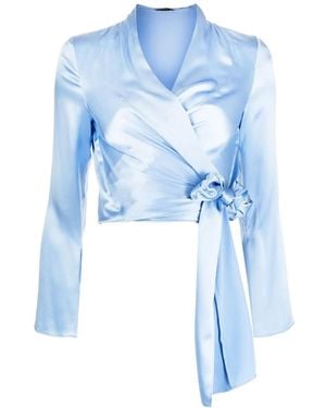 Voz Silk Wrap Blouse - Blue