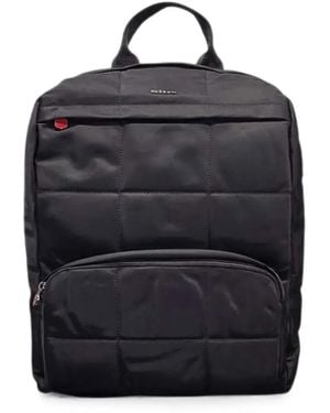 Kiton Quilted Logo-Plaque Backpack - Blue