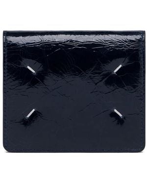 Maison Margiela Four Stitches Crackled Leather Wallet - Blue