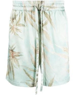 NAHMIAS Graphic-Print Silk Shorts - Green