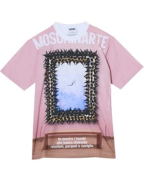 Moschino Graphic-Print Oversized T-Shirt - Pink