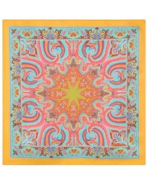 Etro Carré De Poche En Soie - Orange