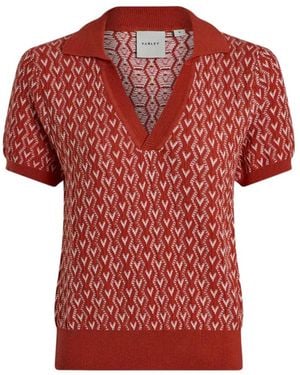 Varley Ezrella Geometric-Pattern Polo Top - Red