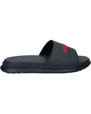 Tommy Hilfiger Logo-Embossed Slides - Blue
