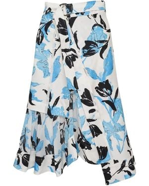 3.1 Phillip Lim Floral Belted Midi Skirt - Blue