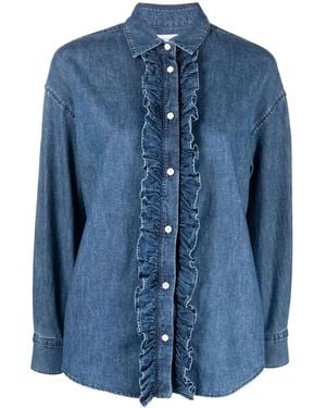 Jacob Cohen Ruffle-Trim Detail Shirt - Blue