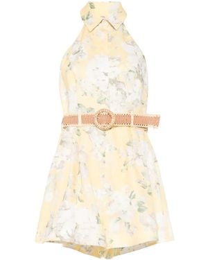 Zimmermann Acacia Printed Linen Playsuit - White