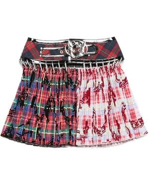 Chopova Lowena Pleated Carabiner Skirt - Red