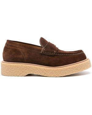 Gucci Mocassini GG in suede con platform - Marrone