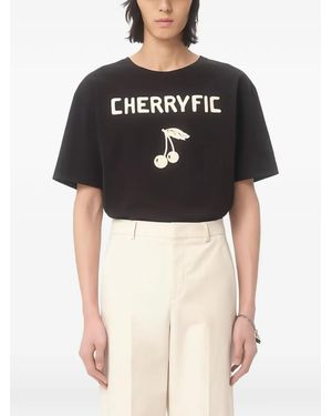 Valentino Garavani Cotton T-Shirt With Cherryfic Print - Black