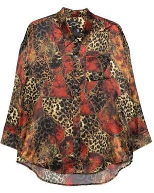 R13 Leopard-Print Button-Down Shirt - Brown