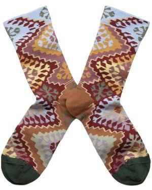Bonne Maison Le Tapis Geometric-Pattern Socks - Brown