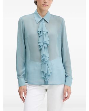 Sisley Ruffled Collared Shirt - Blue