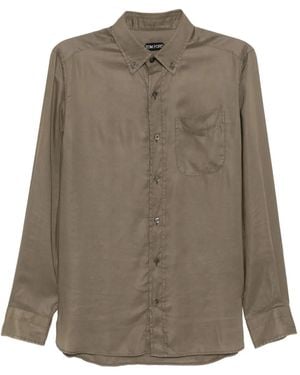 Tom Ford ギャバジン シャツ - ブラウン