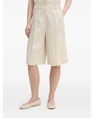Benetton Pleated Wide-Leg Shorts - Natural
