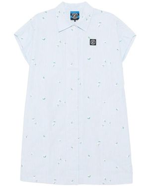 SPORT b. by agnès b. Striped Floral-Embroidered Shirt Mini Dress - White