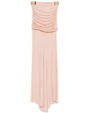 Elisabetta Franchi Ruched Logo-Plaque Asymmetric Skirt - Pink