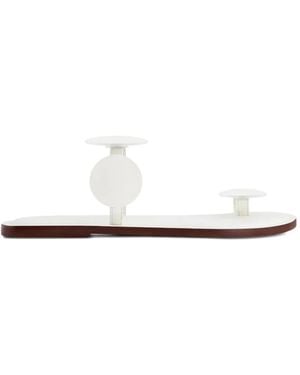 Bernardo New Moon Ring-Detail Sandals - White