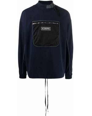 Iceberg Mock-Neck Chest Pocket Sweatshirt - Blue