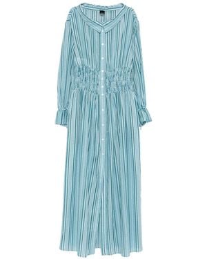 Pinko Robe Longue Volantée À Rayures - Blue