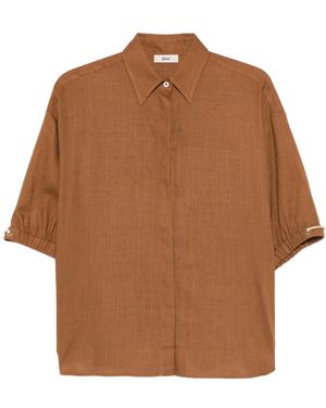 Herno Elasticated-Sleeves Shirt - Brown