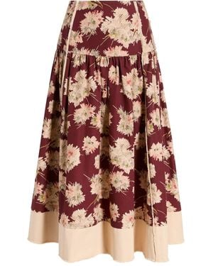 Cinq À Sept Mae Bouquet Aura Skirt - Red