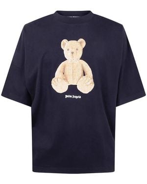 Palm Angels Bear Logo-Print T-Shirt - Blue