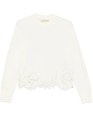 Zimmermann Guipure Lace-Trimmed Sweater - White