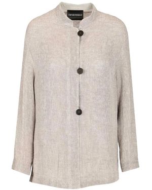 Emporio Armani Textured-Weave Blazer - White