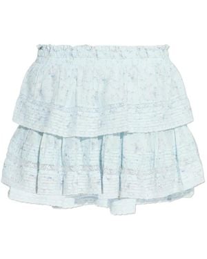 LoveShackFancy Ruffled Floral-Print Mini Skirt - Blue