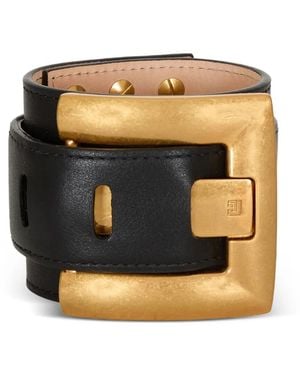 Balmain Anthem Smooth Leather Bracelet - Black