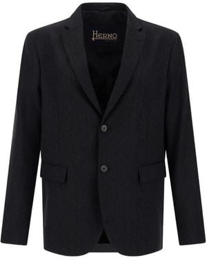 Herno Single-Breasted Wool-Twill Blazer - Black