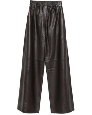 Arma Pantalon En Cuir Solia À Taille Élastiquée - Gris