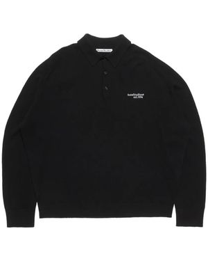 Acne Studios Polo Con Logo Bordado - Negro