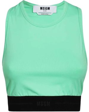 MSGM Elastic-Waistband Tank Top - Green