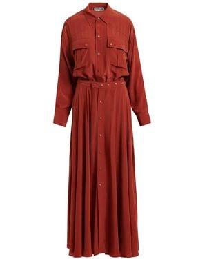 Essentiel Antwerp Chest-Pockets Midi Dress - Red