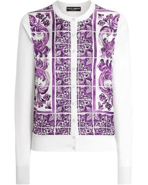 Dolce & Gabbana Cárdigan de seda estampada de Maiolica - Morado