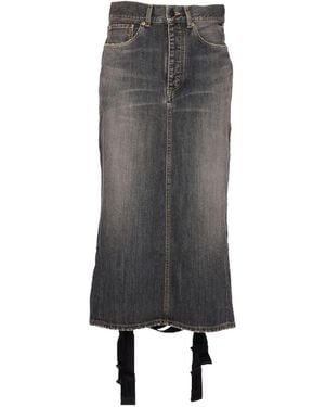 Balenciaga Lace-Up Denim Skirt - Grey