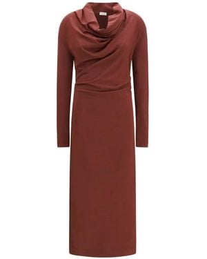 Brunello Cucinelli Jersey Dress With Monili - Red