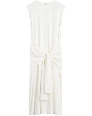 TOTEME Vestido Midi Con Cintura Lazada - Blanco