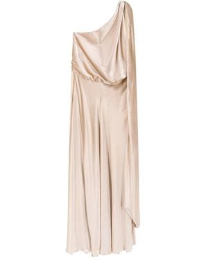 Alberta Ferretti Draped One-Shoulder Dress - Natural