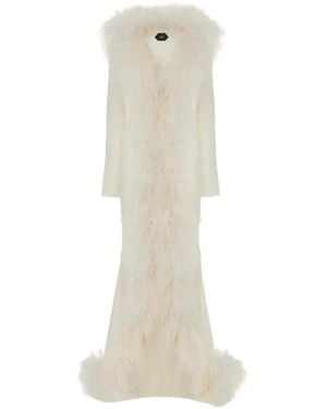 Taller Marmo Feather-Trim Hollywood Maxi Gown - White