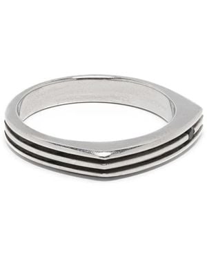 Zancan Gravierter Ring Mit Schwarzem Spinell - Weiß