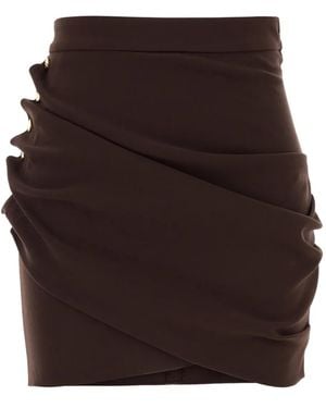 Elisabetta Franchi ラッフル ミニスカート - ブラウン