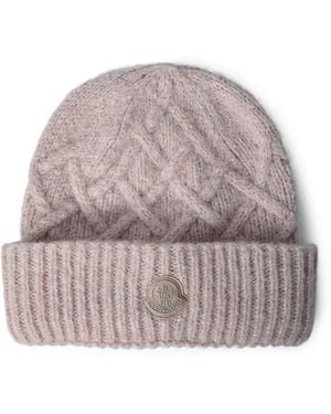 Moncler Logo Motif Beanie Hat - Grey