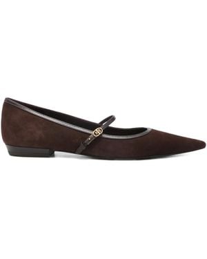 Tory Burch Double T Buckle Mary Janes - Brown