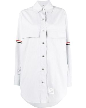 Thom Browne Rwb Stripe Longline Shirt - White