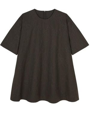 JNBY Floral-Embroidered Round Neck Mini Dress - Black