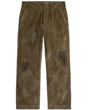 RRL Distressed Corduroy Trousers - Green