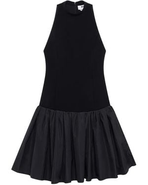 MSGM Abito Midi Plissettato Con Scollo All'Americana - Nero